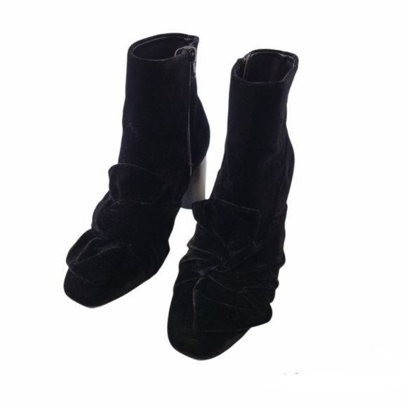 Zara Velvet Bow Ankle Boots Black Size 38. - Picture 8 of 15
